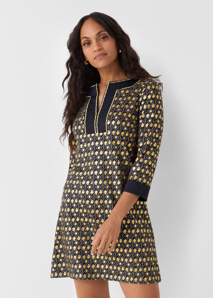 Black Metallic Tunic Dress