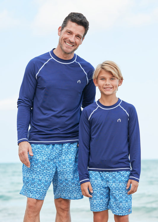 Boys Navy Long Sleeve Cabana Rashguard