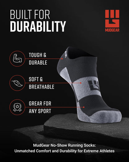 No-Show Running Socks - Black/Gray (2 Pair Pack)