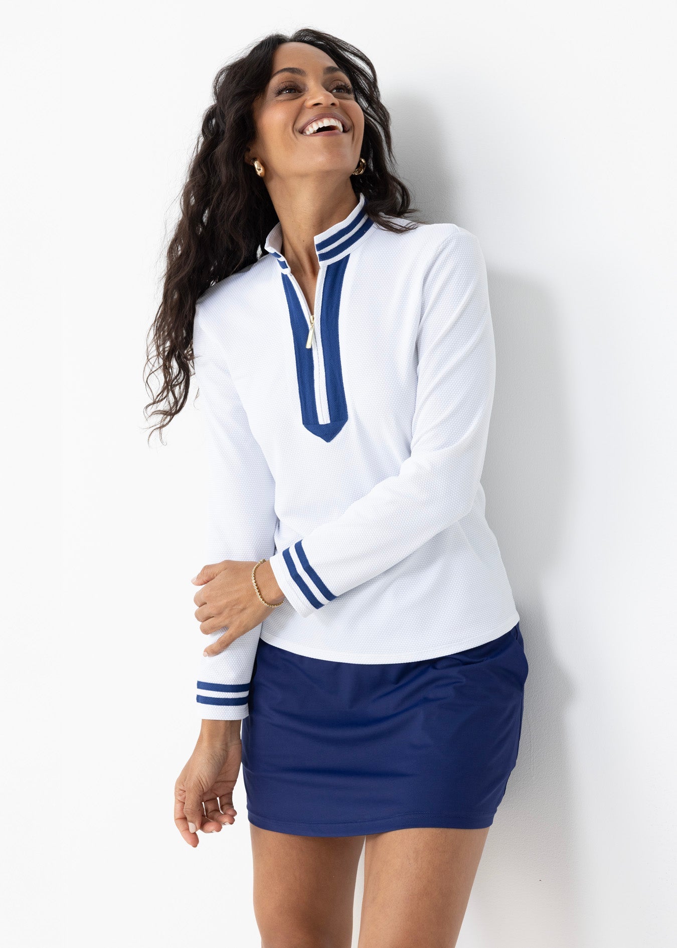 White Collared 1/4 Zip