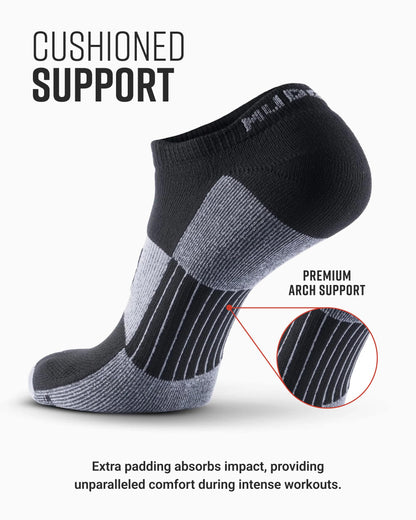 No-Show Running Socks - Black/Gray (2 Pair Pack)