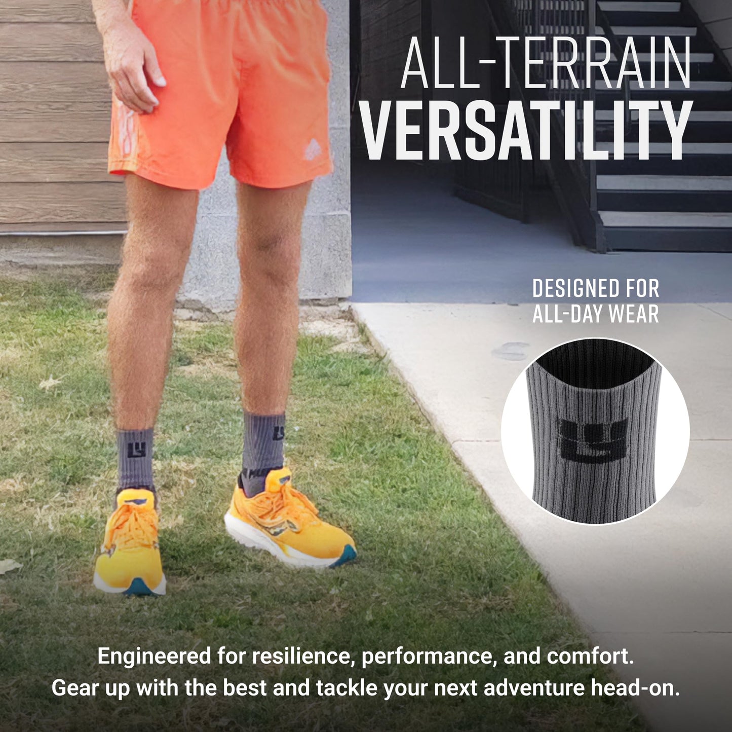 5" Crew Height Trail Running Sock (Gray/Black)