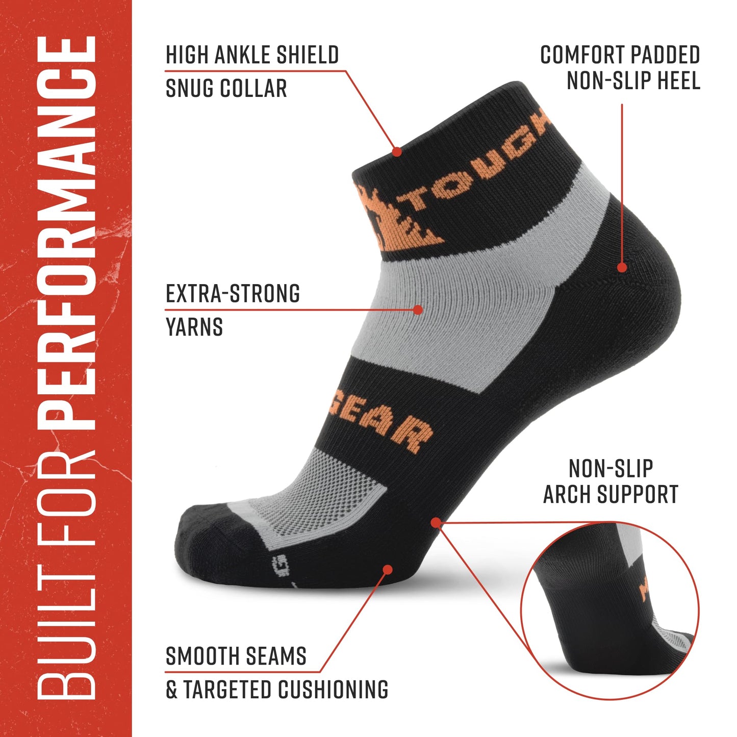 Tough Mudder by MudGear Quarter (1/4) Crew Sock