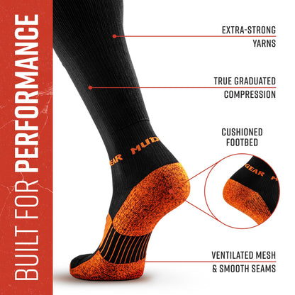 Tall Compression Socks (Black/Orange)