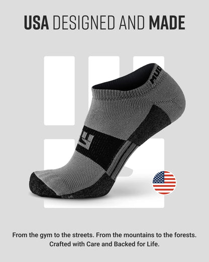 No-Show Running Socks - Gray/Black (2 Pair Pack)