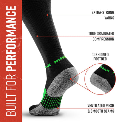Tall Compression Socks (Black/Green)