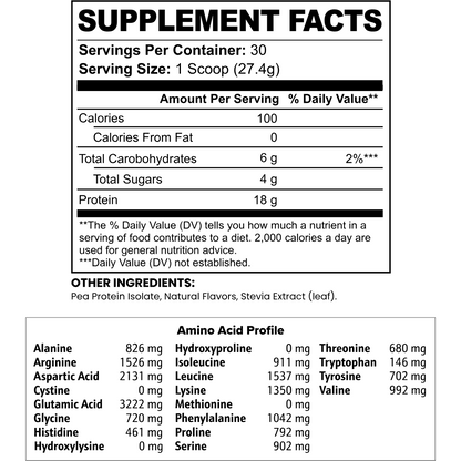 Vanilla Vegan Pea Protein Isolate Powder, 2.09 lbs