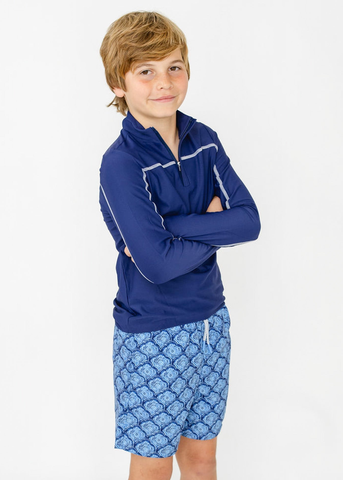 Boys Navy Zip Rashguard