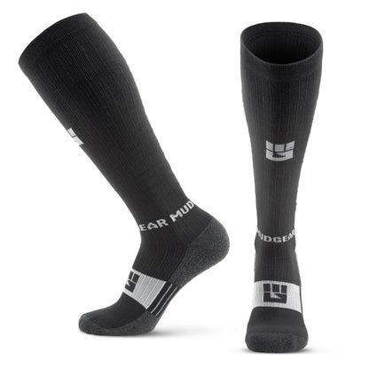 Tall Compression Merino Wool Socks (Black/Gray)