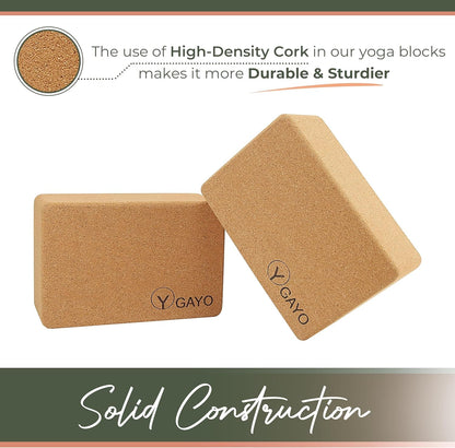 Sustainable Large Cork Yoga Blocks & Strap Set