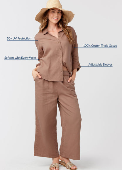 Sand Gauze Button Down Shirt