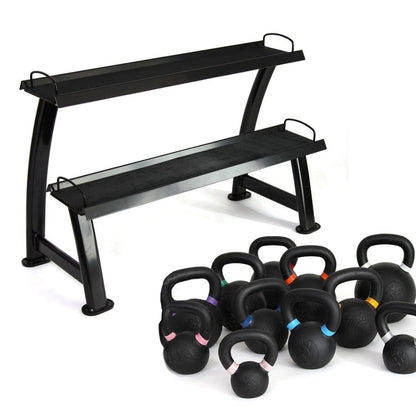 Cast Iron Kettlebell Set 9lb-40lb with Storage Rack