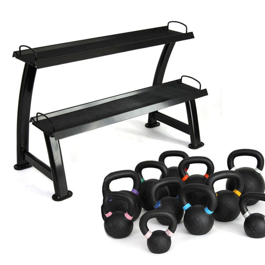Cast Iron Kettlebell Set 9lb-40lb with Storage Rack
