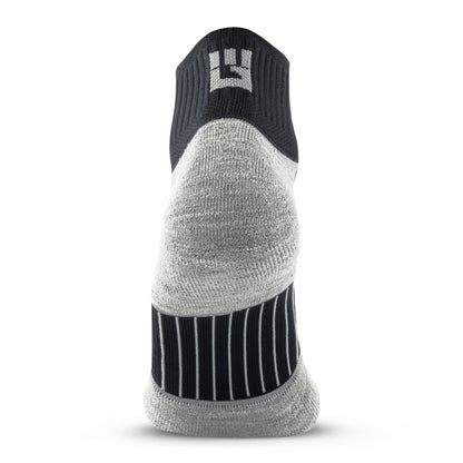 MudGear Quarter (¼) Crew Merino Wool Socks - Black/Gray (1 Pair)