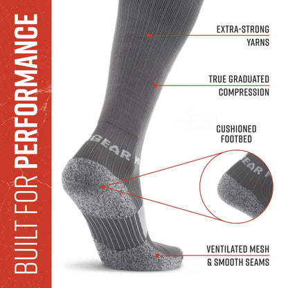 MudGear Tall Compression Merino Wool Socks - Gray/Light Gray (1 Pair)
