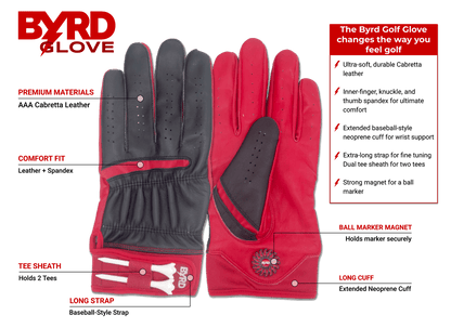 THE BYRD GOLF GLOVE - Black/Red
