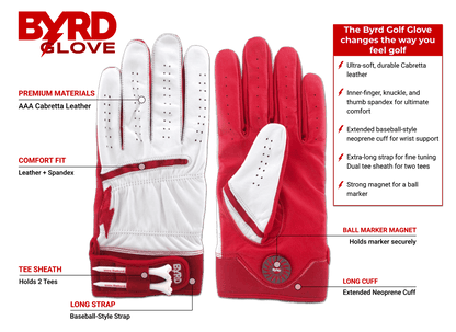 THE BYRD GOLF GLOVE - White/Red