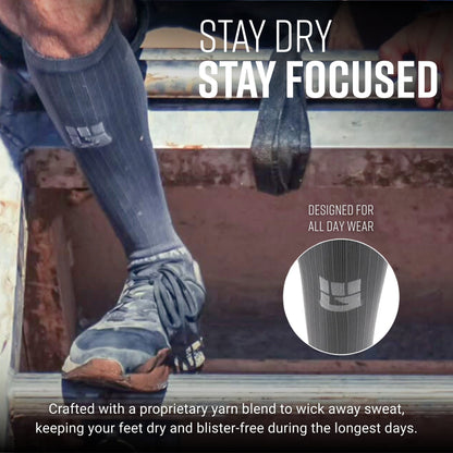 MudGear Tall Compression Merino Wool Socks - Gray/Light Gray (1 Pair)