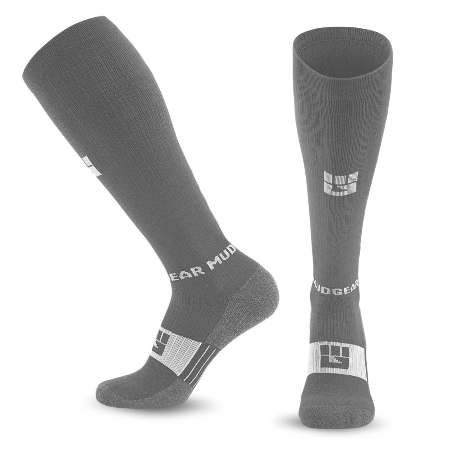 MudGear Tall Compression Merino Wool Socks - Gray/Light Gray (1 Pair)