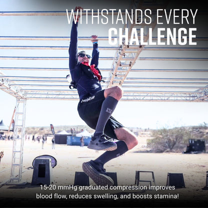 MudGear Tall Compression Merino Wool Socks - Gray/Light Gray (1 Pair)